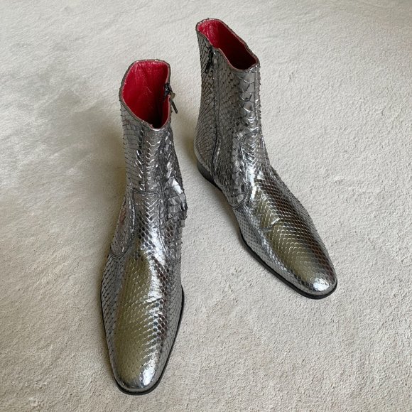NIB JEAN-MICHEL CAZABAT ‘BOWIE’ Silver PYTHON Zip ANKLE BOOTS Size 41 EUR | 8 US - Picture 6 of 16